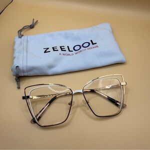Zeelool Women's Gold Frame Glasses Frame, No Prescription
